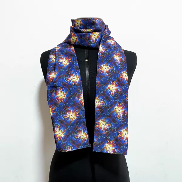 Unique Silk Scarf - Spiral Blue (Ready To Ship)