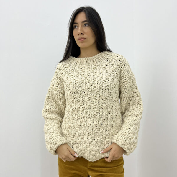 Crossed Knit Sweater - Ivory - Image 3