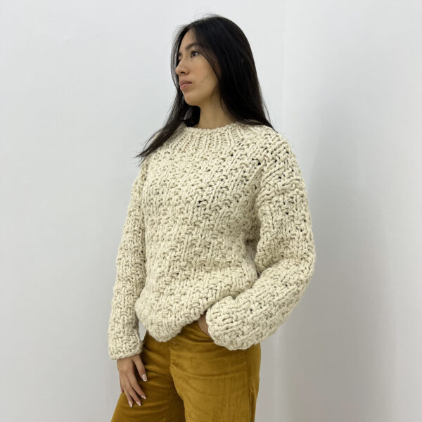 Crossed Knit Sweater - Ivory - Image 5